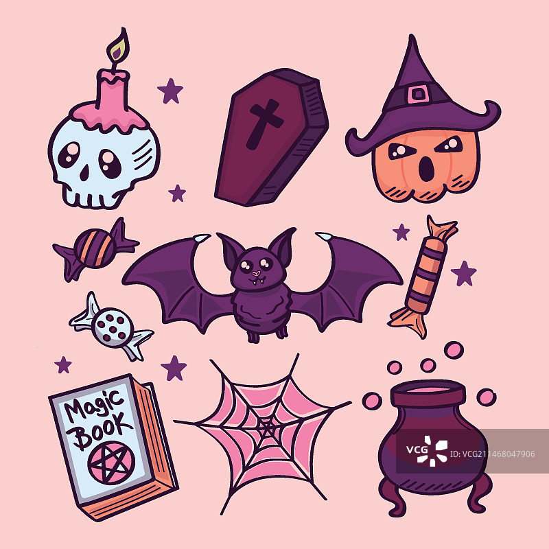 手绘万圣节元素合集图片素材