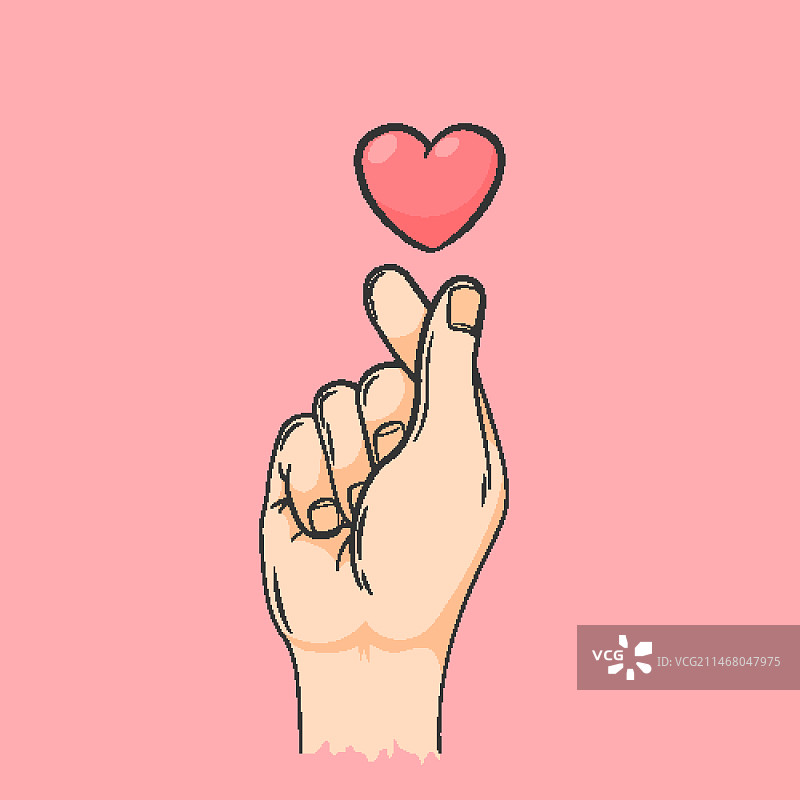 手绘手指爱心图片素材