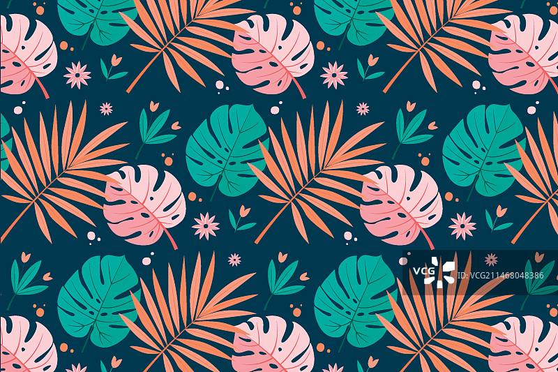 夏季热带树叶图案图片素材