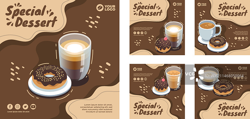 扁平风格特色甜点Instagram帖子图片素材