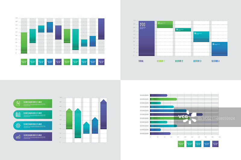 渐变瀑布图表合集图片素材