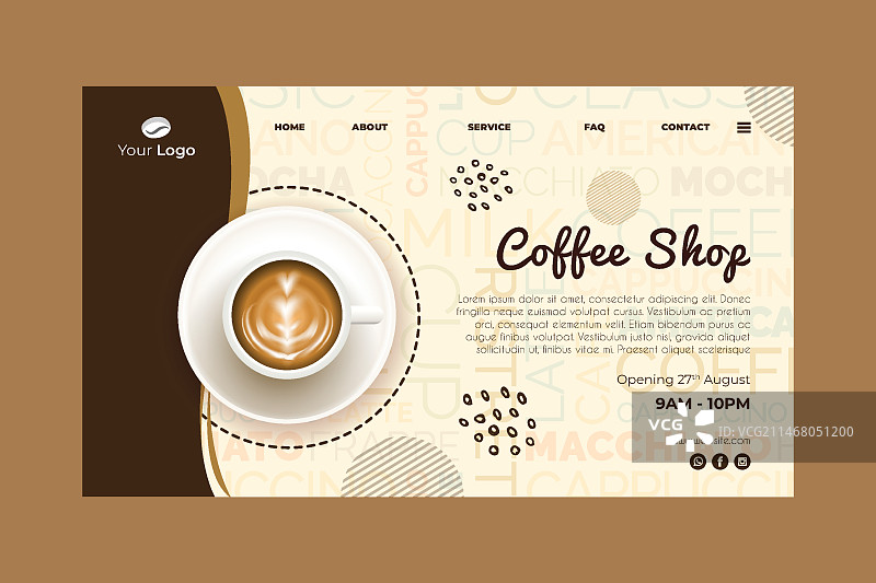 咖啡店推广页模板图片素材