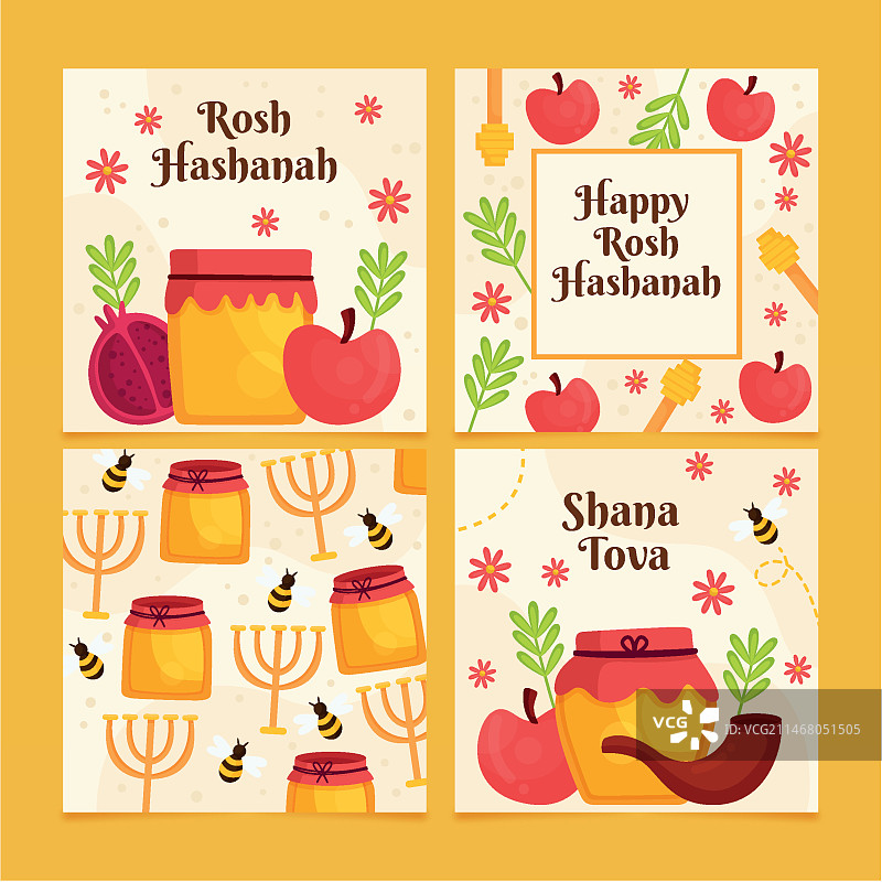 Shana Tova 节日贺卡套装图片素材