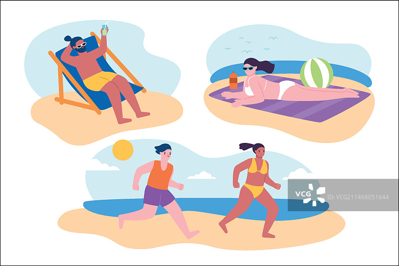 海滩人群剪影图片素材