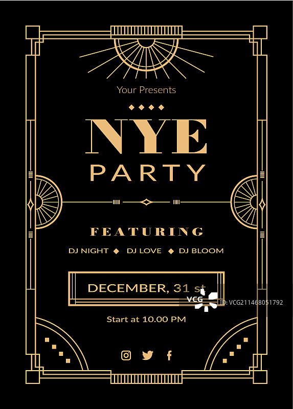 扁平风格新年派对海报图片素材