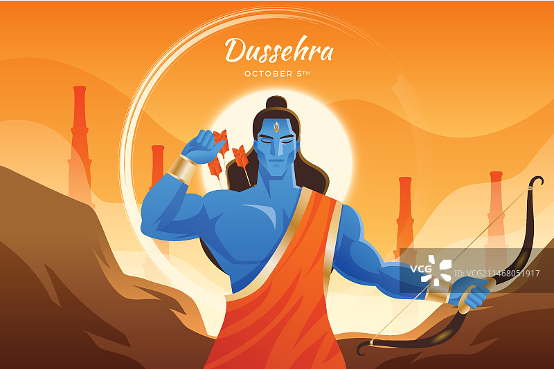 渐变十胜节插画图片素材