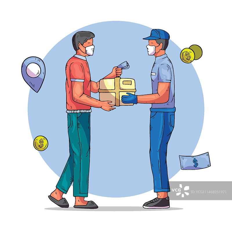 手绘扁平风快递概念设计图片素材