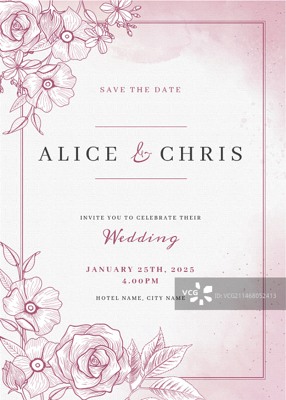 手绘婚礼海报图片素材