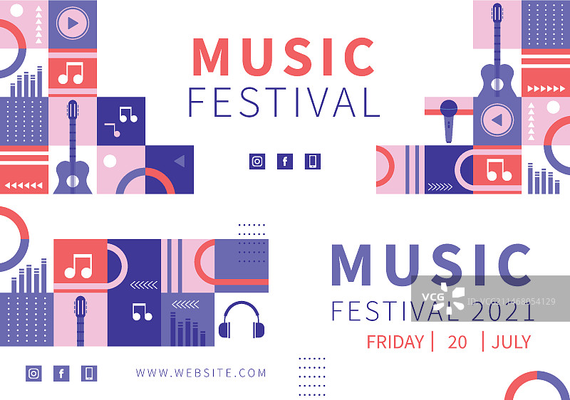 扁平风格音乐节横幅图片素材