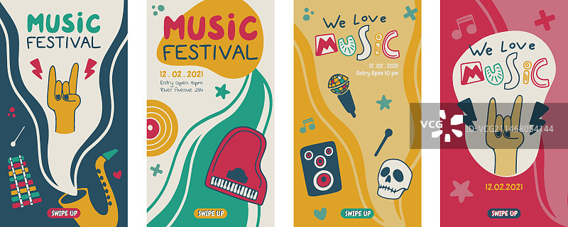 手绘彩色音乐节Instagram快拍图片素材