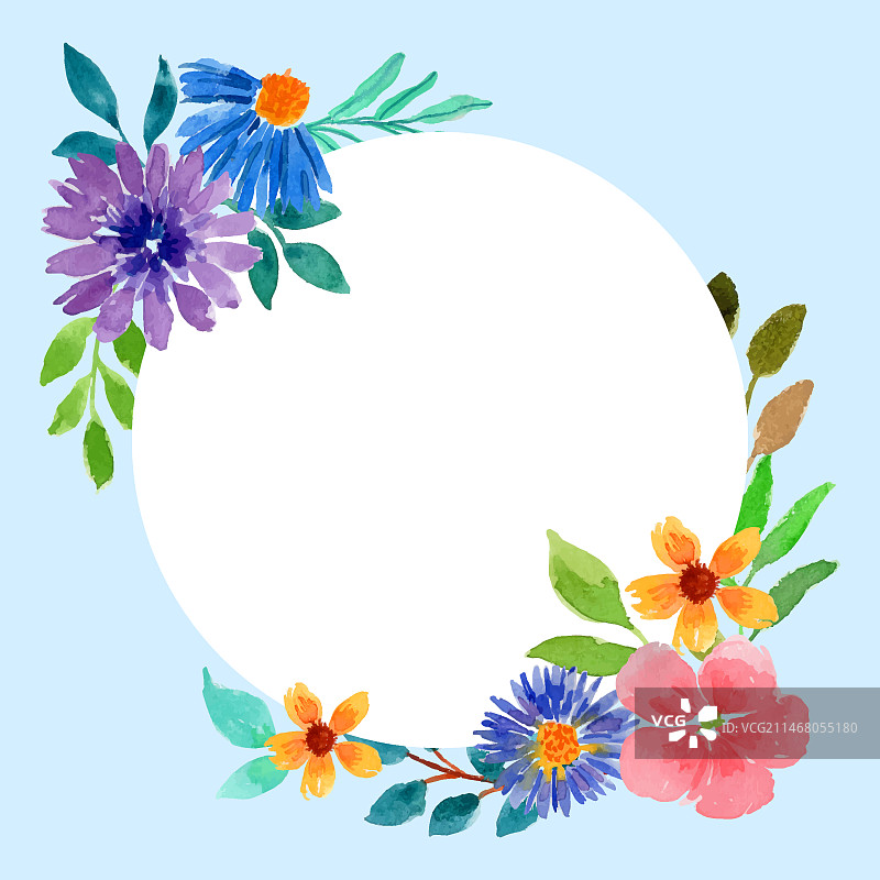 水彩彩色花卉边框图片素材
