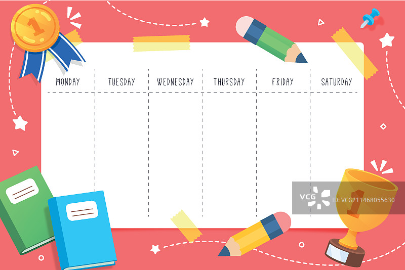 扁平风格返校季时间表图片素材
