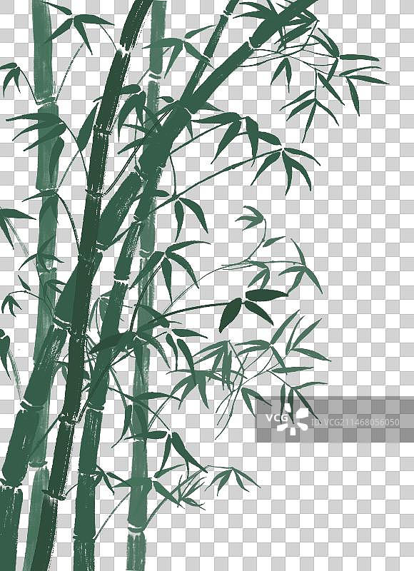 水墨风：绿色竹子免扣元素图片素材