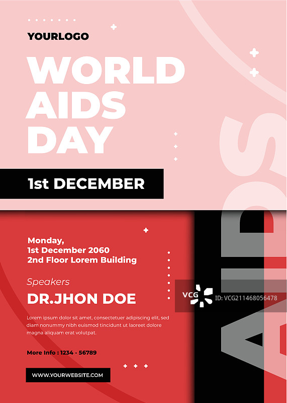 扁平风格世界艾滋病日竖版海报模板图片素材