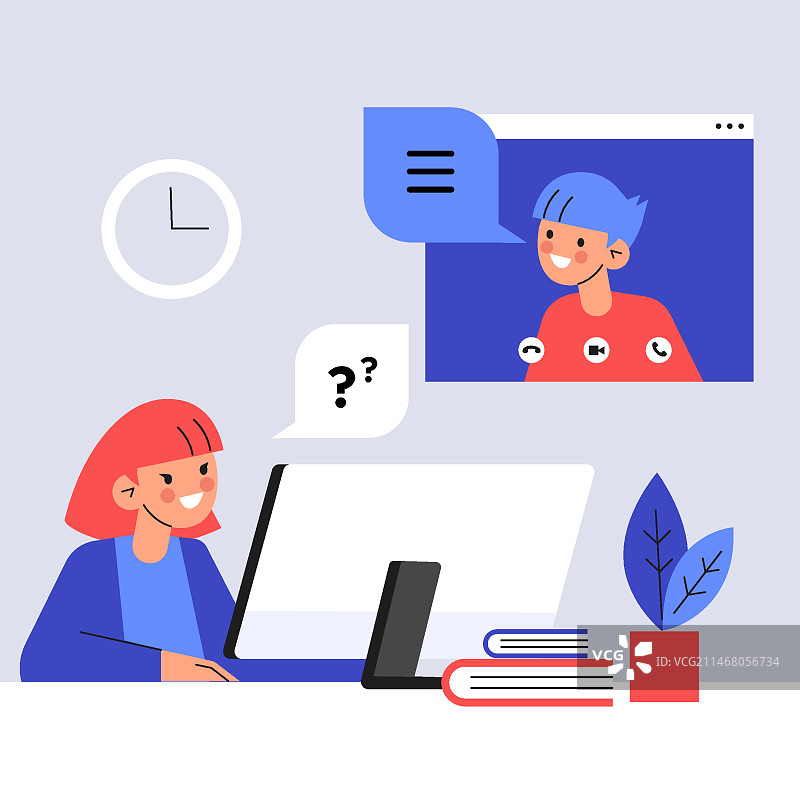 在线面试插画图片素材