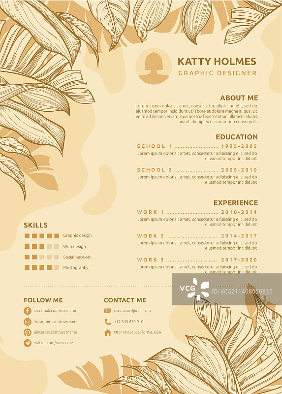 热带简历模板图片素材