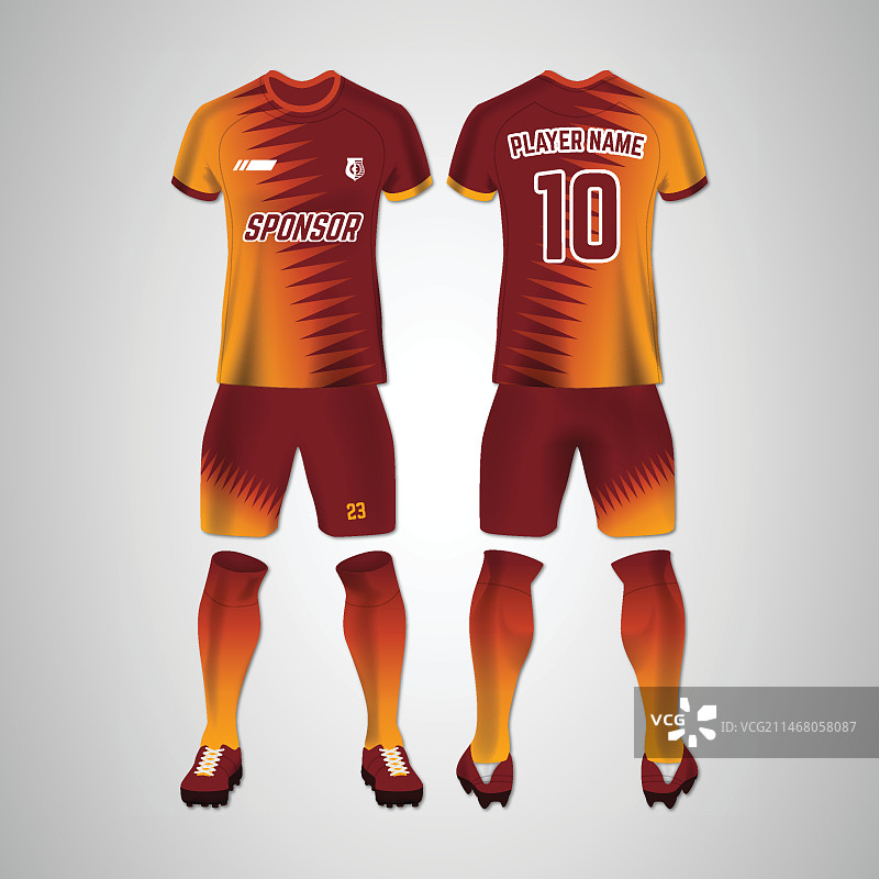 足球队服（正面和背面）图片素材