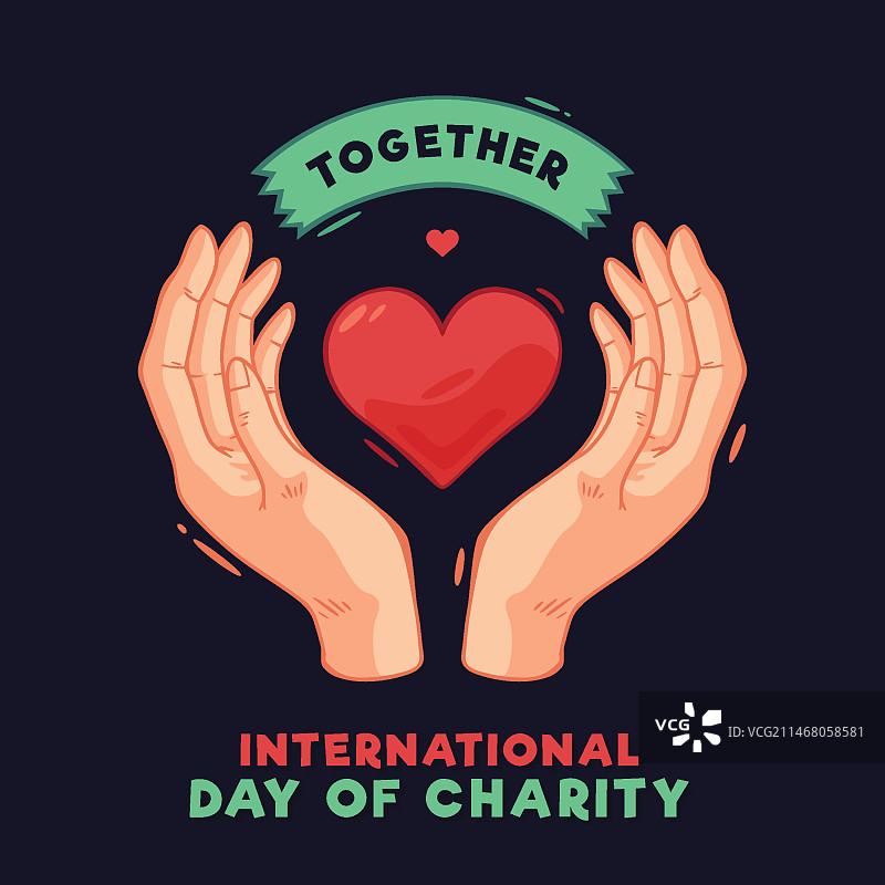 有心形和手的国际慈善日图片素材