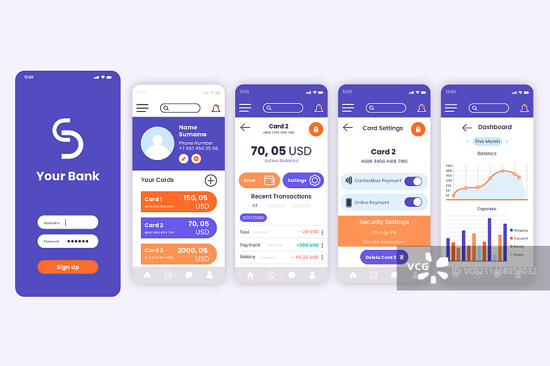 银行App界面概念图片素材