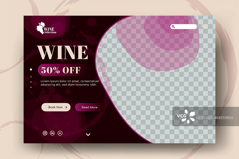 葡萄酒品尝活动着陆页模板图片素材
