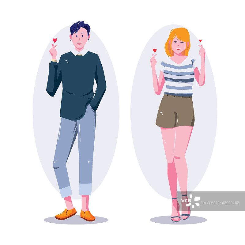 做手指爱心的年轻韩国人图片素材