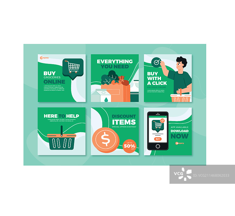 在线购物Instagram帖子合集图片素材