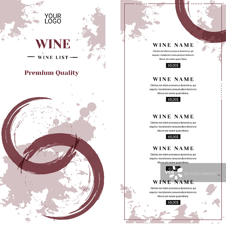 葡萄酒菜单模板图片素材