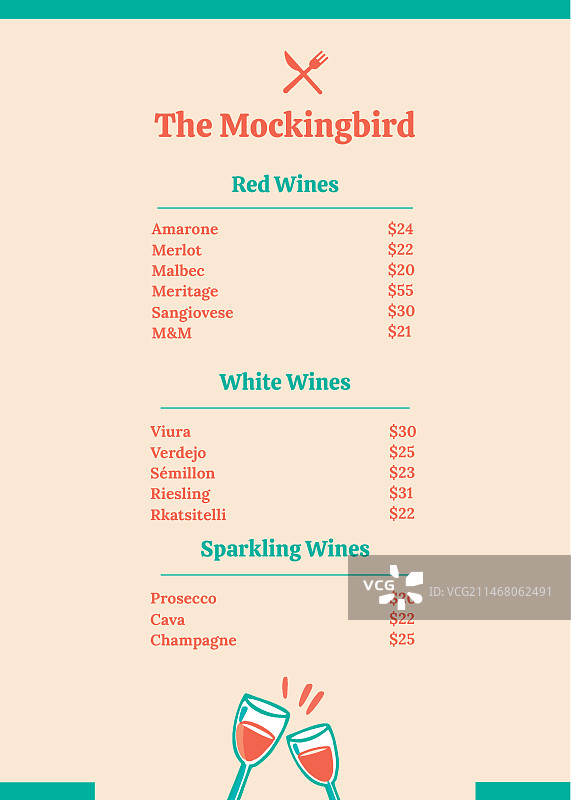 手绘知更鸟酒单图片素材