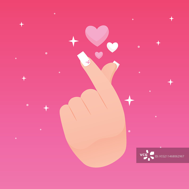 手指比心和闪耀的星星图片素材