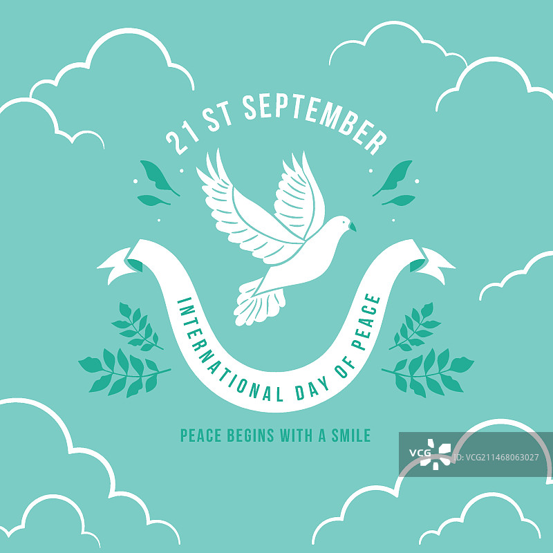 和平日与橄榄叶的鸽子图片素材