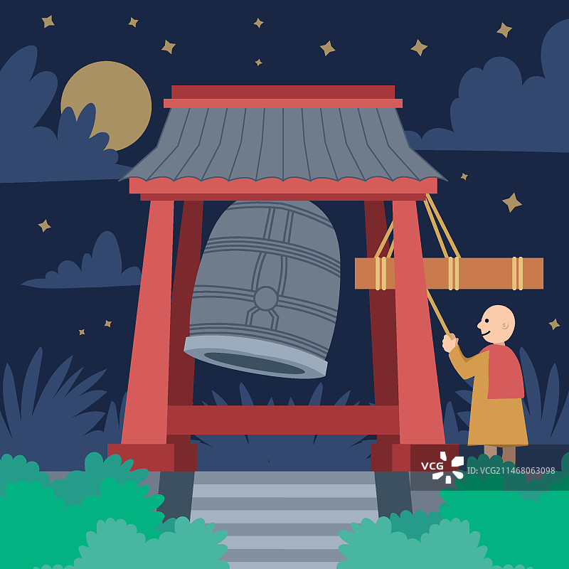 手绘108环日本传统插画图片素材