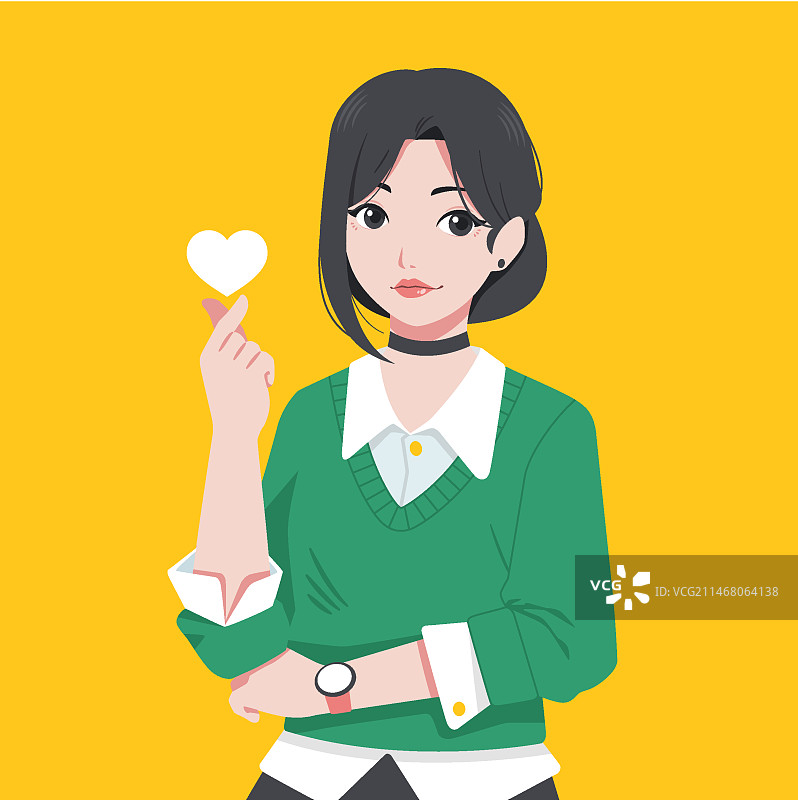 韩式手绘人物插画图片素材