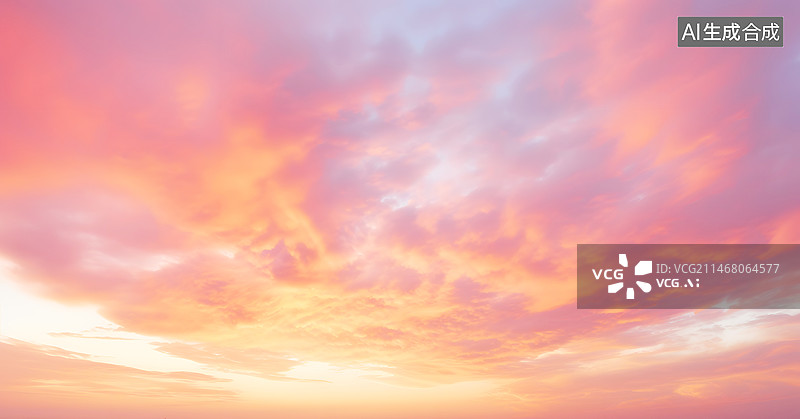 【AI数字艺术】AIGC:天空粉色的云 火烧云 云景图片素材