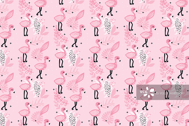 重复排列的粉色火烈鸟图案图片素材