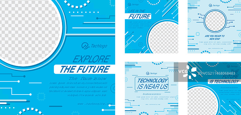 扁平风格简约科技Instagram帖子图片素材