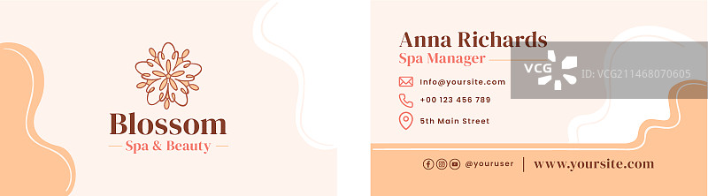 手绘水疗保健横版名片模板图片素材