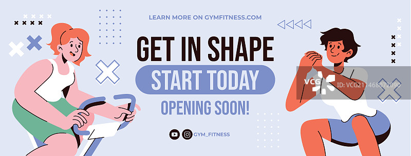 手绘健身Facebook封面图片素材