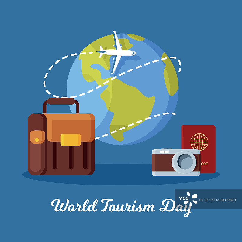 扁平风世界旅游日插画图片素材