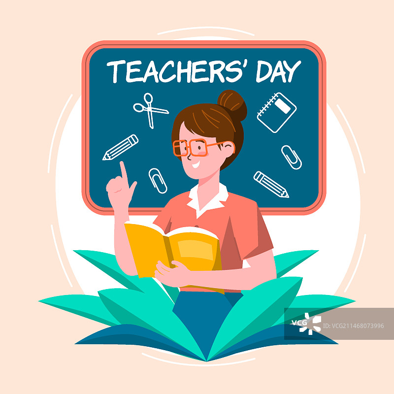 扁平风教师节插画图片素材