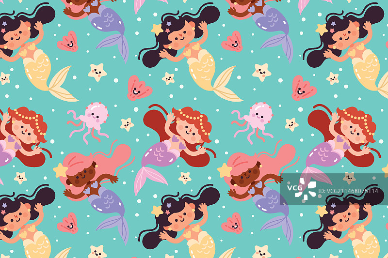 可爱卡通美人鱼图案图片素材