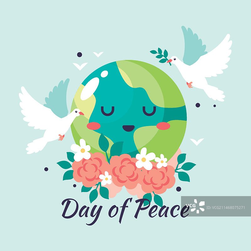 卡通地球国际和平日插画图片素材