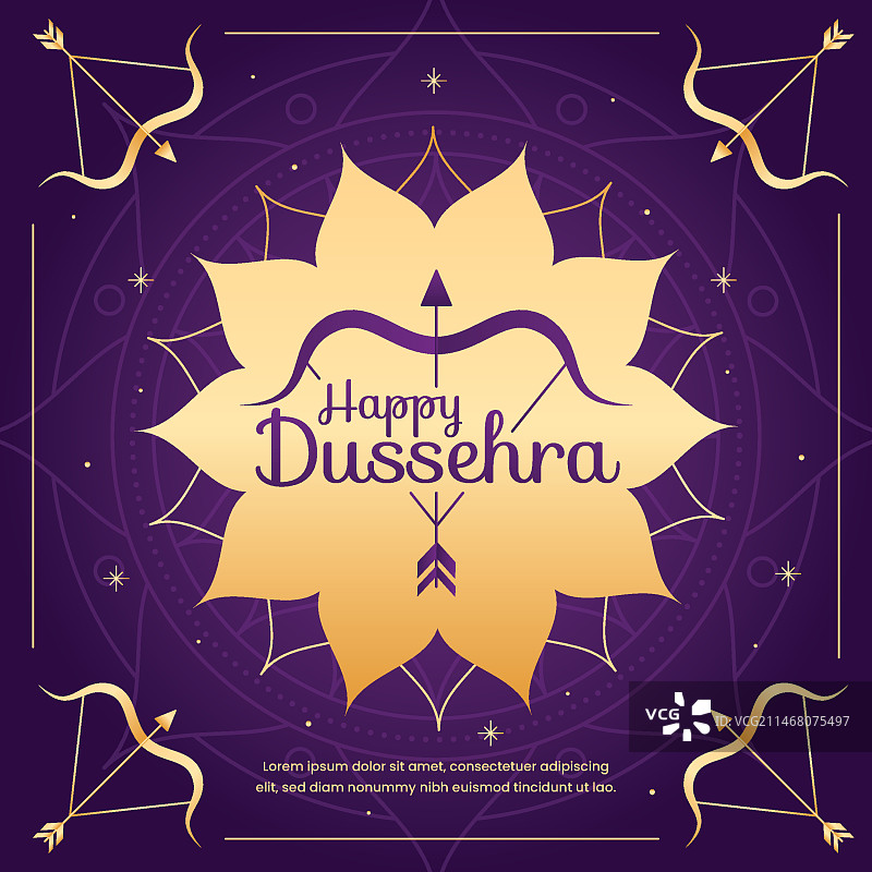 扁平设计的Dussehra节快乐图片素材