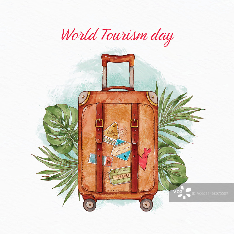 水彩世界旅游日插画图片素材