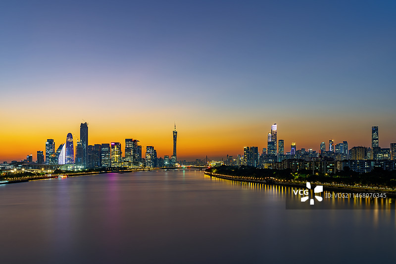 广州城市天际线日落风光图片素材