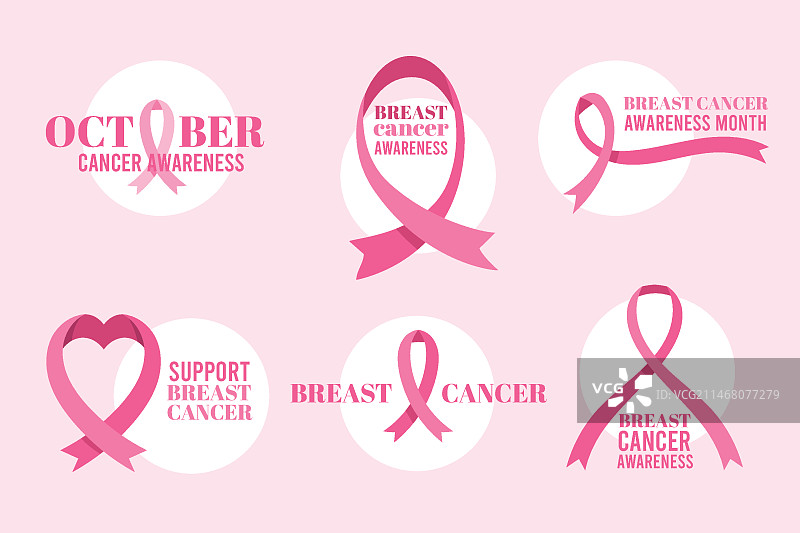 乳腺癌防治宣传月标签图片素材
