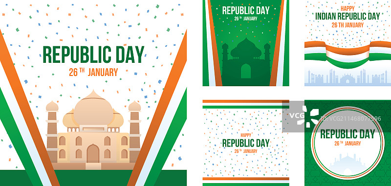 渐变共和国日Instagram帖子合集图片素材