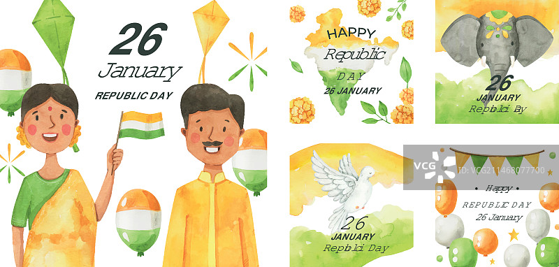 水彩共和国日Instagram帖子合集图片素材