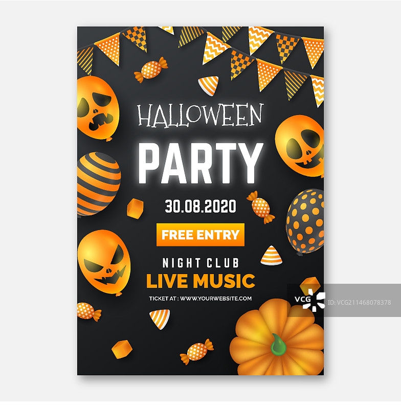 逼真的万圣节派对海报模板图片素材