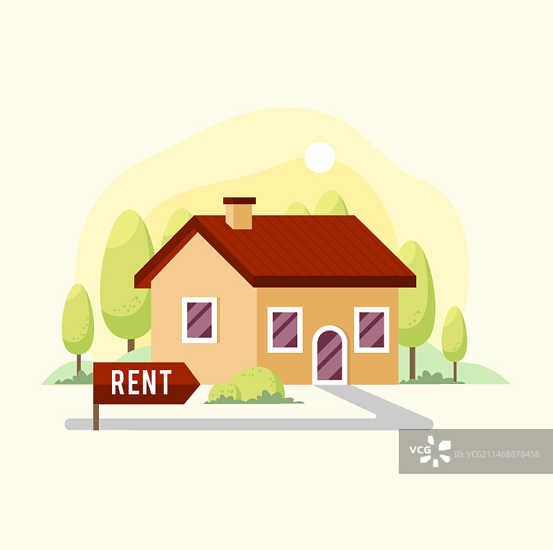 扁平风格出租房屋设计图片素材