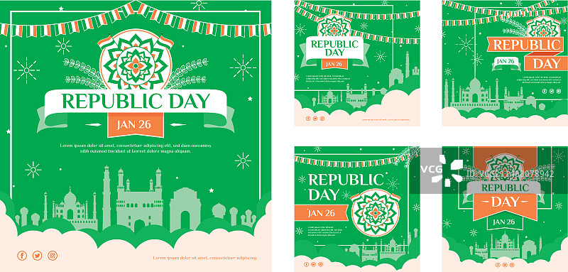 扁平共和国日Instagram帖子合集图片素材